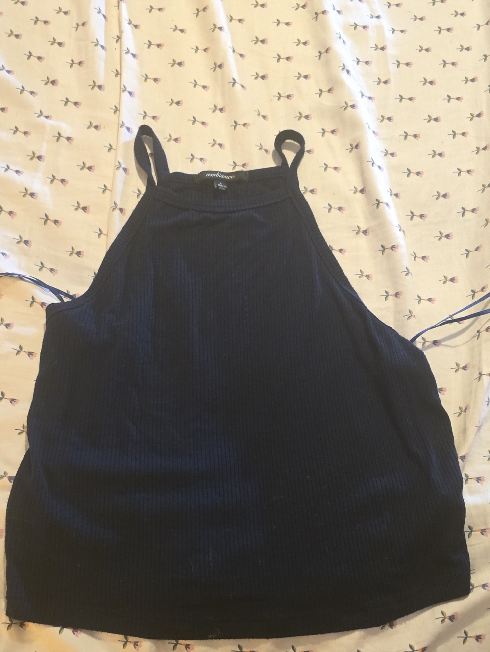 Ambiance Blue Ribbed Halter Camisole